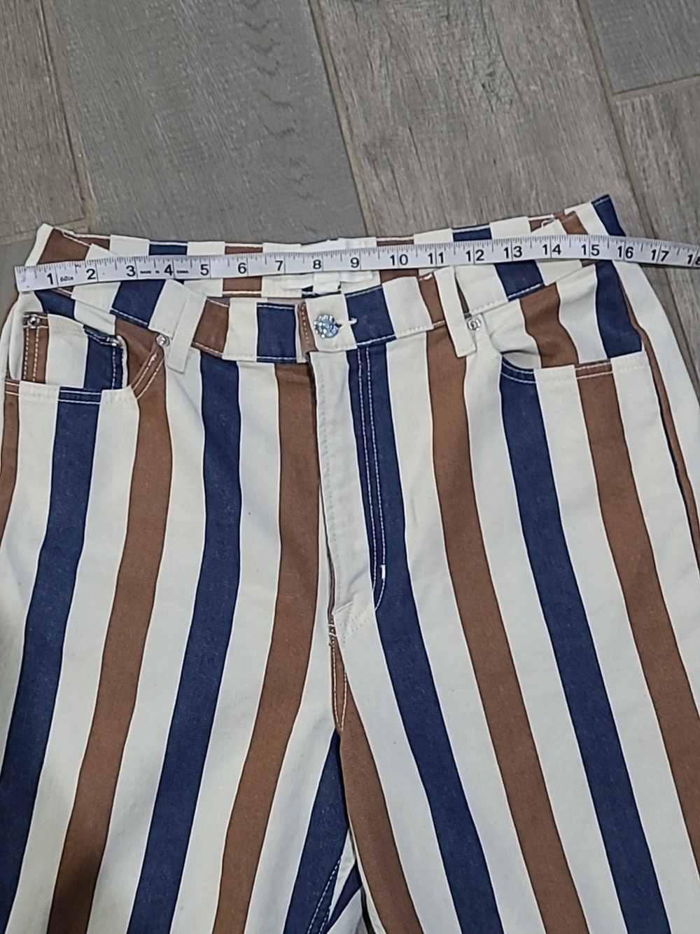 Striped Straight Leg Ankle Jeans Size 31/12 - Picture 11 of 12